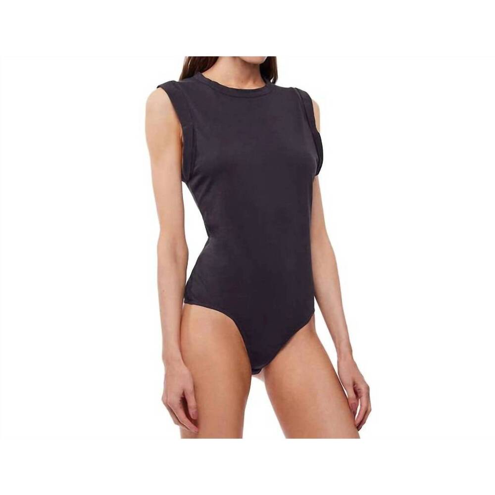 NEW BETRO SIMONE danny zuko muscle tank bodysuit in charcoal